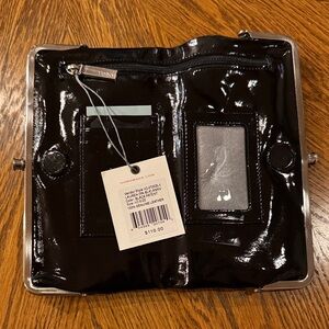 HOBO Lauren Shiny Black patent Leather Clutch